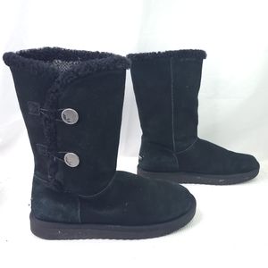 Koolaburra by Ugg Tall Boots Kinslei Black Suede Plaid Lined 1096409 Size 10